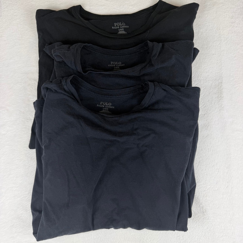 Lot of 3 Polo Ralph Lauren Crewneck T-Shirts Mens Large Black Pony Logo Cotton